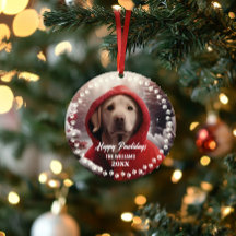 Cachorro de Natal Fofo Férias Felizes 2 Lados 2 Fo