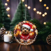 Cachorro de Natal Fofo Férias Felizes 2 Lados 2 Fo
