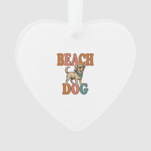 Ornamento Cachorro de Praia Gravura Vintage Design Gráfico_1