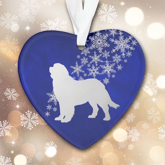 Ornamento Cachorro de Terra Nova com Floco de Neve Azul (Criador carregado)