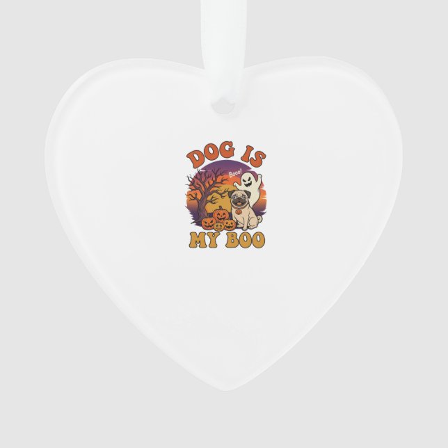 Ornamento Cachorro É Boo Halloween Pug Fantasma Abóboras_1 (Frente)