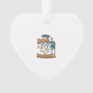 Ornamento Cachorro é latindo campainha branca azul_1