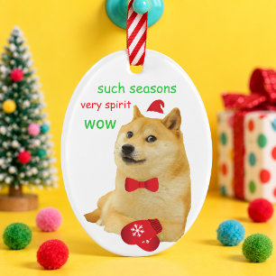 Ornamento Cachorro Engraçado Meme Doge Shiba Inu Gravata Bor