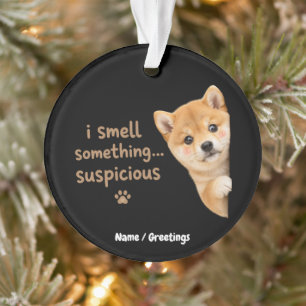 Ornamento Cachorro Fofo da Raça Shiba Inu Citação de Cheiro 