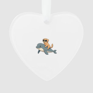 Ornamento Cachorro Golden Retriever Antigo Montando Baleia B