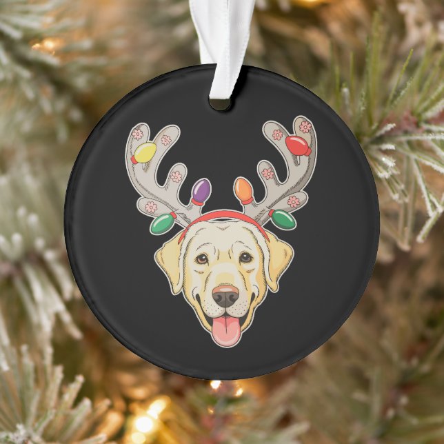 Ornamento Cachorro Labrador Luzes de Natal Galhadas de Rena (Árvore)