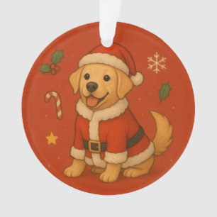 Ornamento Cachorro Labrador Retriever Santa Natal Fofo
