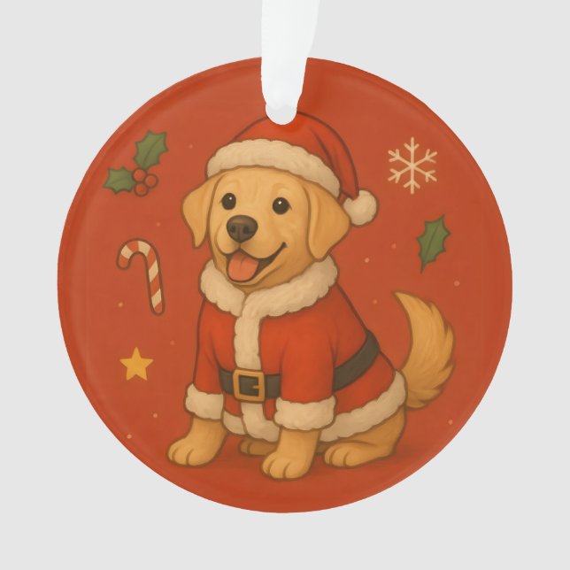 Ornamento Cachorro Labrador Retriever Santa Natal Fofo (Frente)