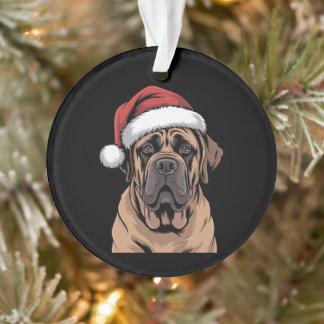 Ornamento Cachorro Mastim Inglês Chapéu de Papai Noel Natal