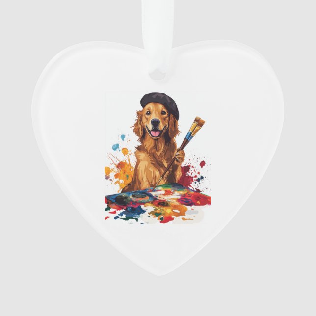 Ornamento Cachorro Pintor � Cão Artístico com Cavalete (Frente)