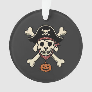 Ornamento Cachorro Pirata Vintage Halloween Crânio Ossos Cru