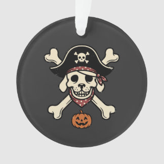 Ornamento Cachorro Pirata Vintage Halloween Crânio Ossos Cru