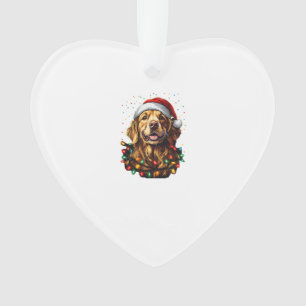 Ornamento Cachorro Retriever engraçado chapéu de Natal de Sa