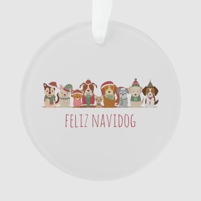 Ornamento Cães de Natal Feliz Navidog (Frente)