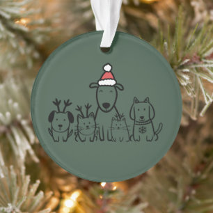 Ornamento Cães e Gatos de Natal Rena Feriado