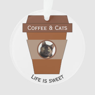 Ornamento Café customizável & gatos - a vida é doce