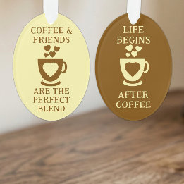 Ornamento Café e amigos amam corações castanhos