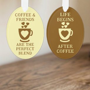 Ornamento Café e amigos amam corações castanhos