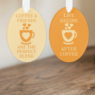 Ornamento Café e amigos amam corações laranja
