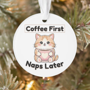 Ornamento Café Primeiro Sonecas Depois Gatinho Fofo   Kawaii