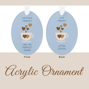 Ornamento Cafeine ama corações para o café azul