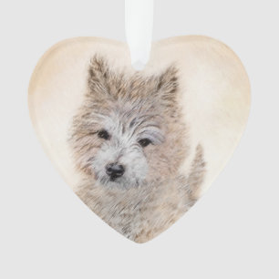 Ornamento Cairn Terrier Puppy Painting - Arte Original De C