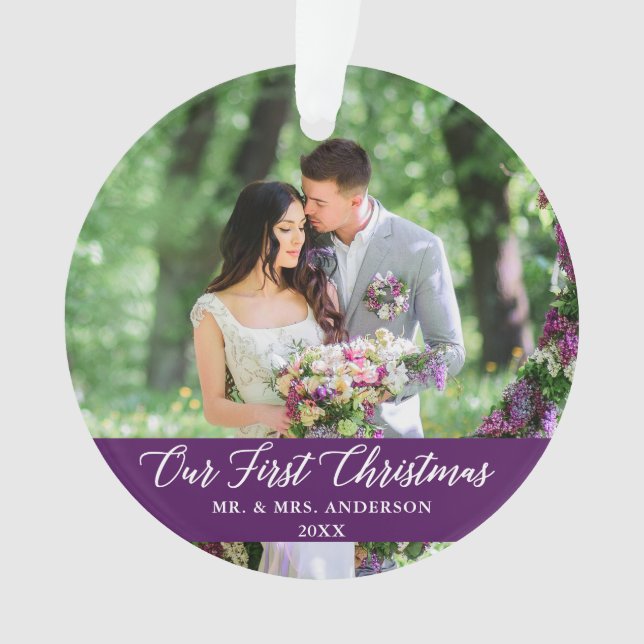 Ornamento Caligrafia Elegante Nosso Primeiro Púrpura De Nata (Frente)