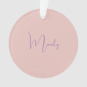 Ornamento Caligrafia Elegante Rosa Dourado Simples Nome