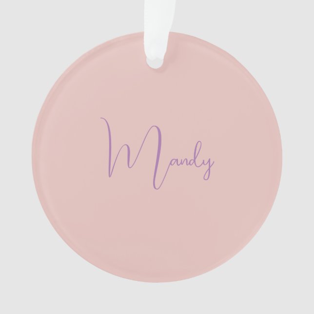 Ornamento Caligrafia Elegante Rosa Dourado Simples Nome (Frente)