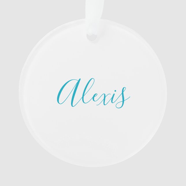 Ornamento Caligrafia Nome Script Simples Branco Azul (Frente)