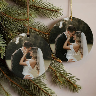 Ornamento Calliografia Heart Sr. e Sra. Wedding Photo