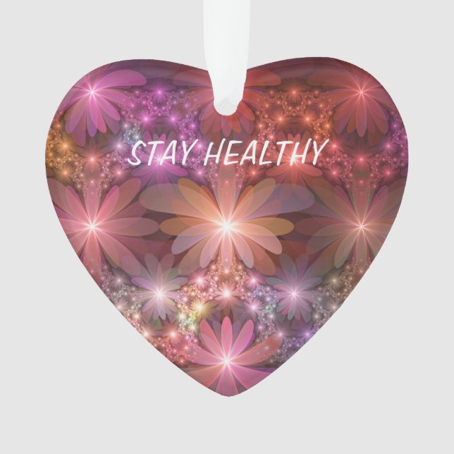 Ornamento Cama De Flores Arte Fractal Abstrato brilhante Col (Frente)