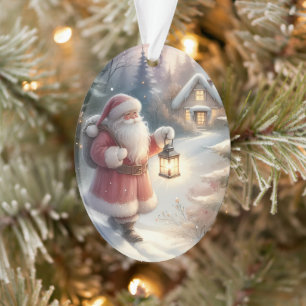 Ornamento Caminhada da Lanterna de Papai Noel Cena da Cabana