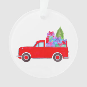 Ornamento Caminhão de coleta retrô com presentes de Natal