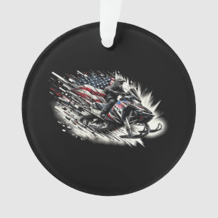 Ornamento Caminhão de neve T Motoneve Freedom Flag Manga Lon