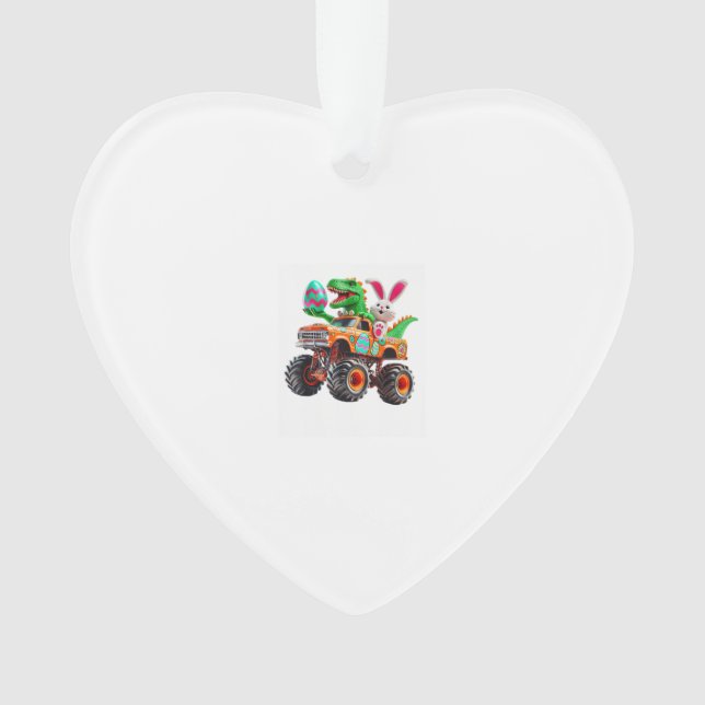 Ornamento Caminhão Monstro de Páscoa Bunny T-rex Dino Engraç (Frente)