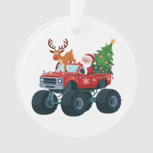 Ornamento Caminhão Monstro Papai Noel Rena de Natal Árvore d
