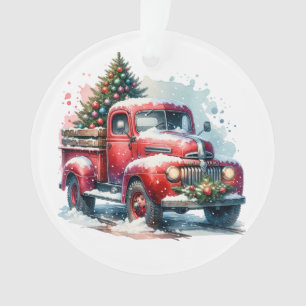 Ornamento Caminhão Vermelho Vintage de Natal velho