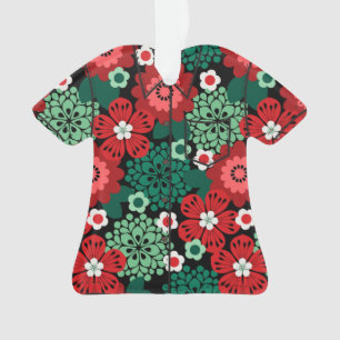 Ornamento Camisa Allana Garden Havaiana Floral Aloha - Verme