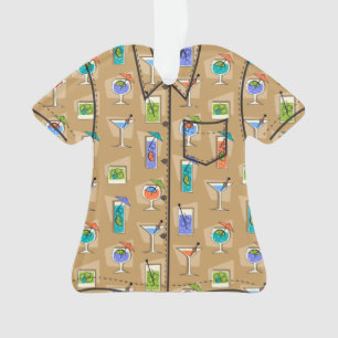 Ornamento Camisa Aloha de Bebida Tropical Hawaiana Feliz