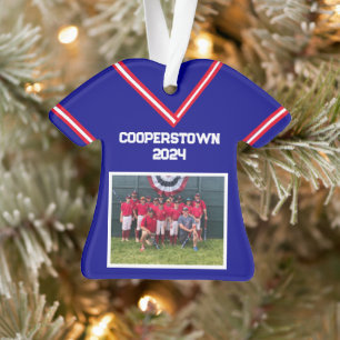 Ornamento Camisa Azul Personalizada de Cooperstown Ano Foto