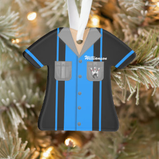 Ornamento Camisa Boliche azul-branca e preta