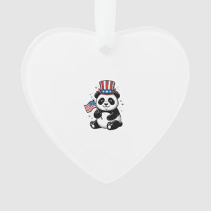 Ornamento Camisa de bandeira de panda patriota vintage Desig