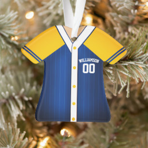 Ornamento Camisa de beisebol azul e amarela