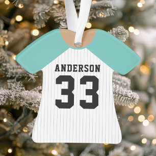 Ornamento Camisa de beisebol azul personalizada