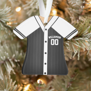 Ornamento Camisa de beisebol preta e branca