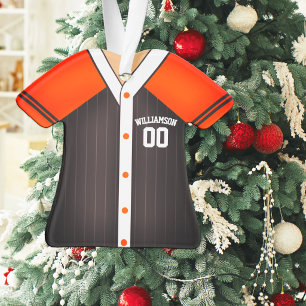 Ornamento Camisa de beisebol preta e laranja