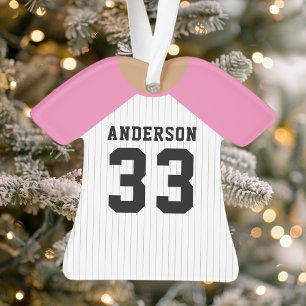 Ornamento Camisa de beisebol rosa personalizada
