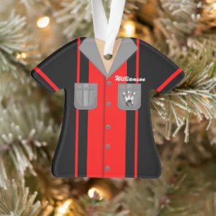 Ornamento Camisa de Boliche Vermelha e Preta Fofa