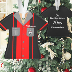 Ornamento Camisa de Boliche Vintage Vermelha e Preta